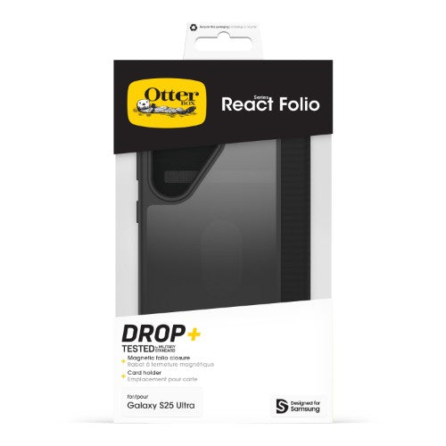 OtterBox React Folio Series for Samsung Galaxy S25 Ultra, transparent/black