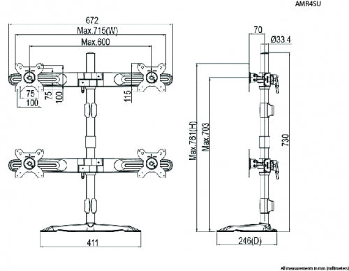 Amer Mounts AMR4SU signage display mount 61 cm (24") Black