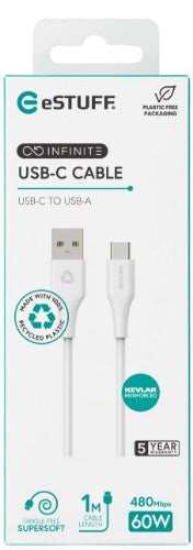 eSTUFF ES605170 USB cable USB 2.0 1 m USB C USB A White
