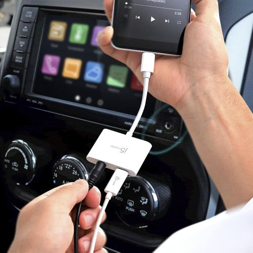 j5create JCA122 USB-C® to 3.5mm Audio Adapter with Power Delivery, Black