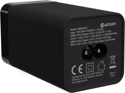 eSTUFF ES635200 mobile device charger Laptop Black AC Fast charging Indoor