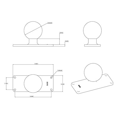 RAM Mounts Ball Base with 1.5" x 4.5" 4-Hole Pattern