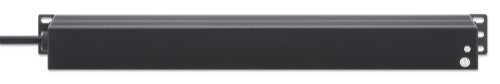 Intellinet 19" 1U Rackmount 7-Output Power Distribution Unit (PDU) / Surge Protector, EU CEE 7/3 Outlets, 500 Joule/19,500 A Surge Protection, Built-in 3 m Power Cord with EU CEE 7/7 Plug, 16 A, Horizontal Mount, Aluminum, Black