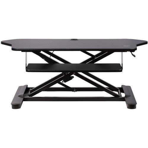 StarTech.com Corner Sit Stand Desk Converter with Keyboard Tray - Large Surface (35" x 21") - Height Adjustable Ergonomic Desktop/Tabletop Standing Workstation - Supports Dual Monitors