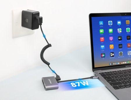 Manhattan USB-C Dock/Hub, Ports (x4): HDMI, USB-A, USB-C and VGA, With Power Delivery (87W) to USB-C Port (Note add USB-C wall charger and USB-C cable needed), All Ports can be used at the same time, Universal for all devices, Aluminium, Space Grey,3 Year
