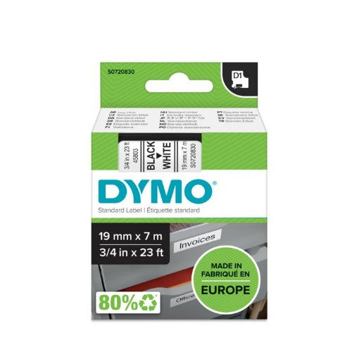 Dymo 45803/S0720830 DirectLabel-etikettes black on white 19mm x 7m for Dymo D1 6-19mm/24mm/400 Duo