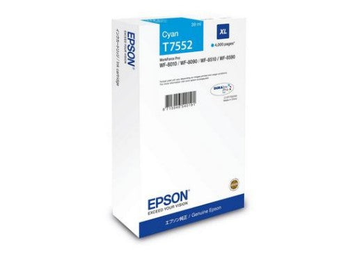 Epson C13T75524N/T7552 Ink cartridge cyan, 4K pages 39ml for Epson WF 6530/8090/8510