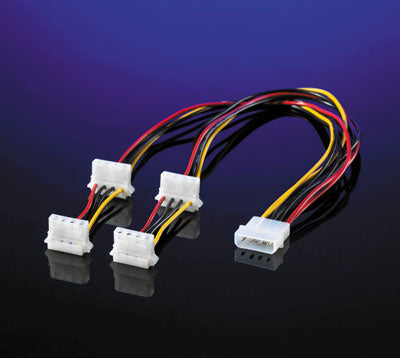 ROLINE Internal Y-Power Cable, 4-pin HDD to 4x 4-pin HDD (90°) 0.15 m