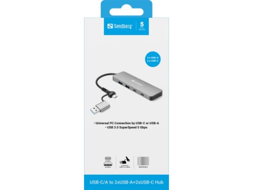 Sandberg USB-C/A to 2xUSB-A+2xUSB-C Hub