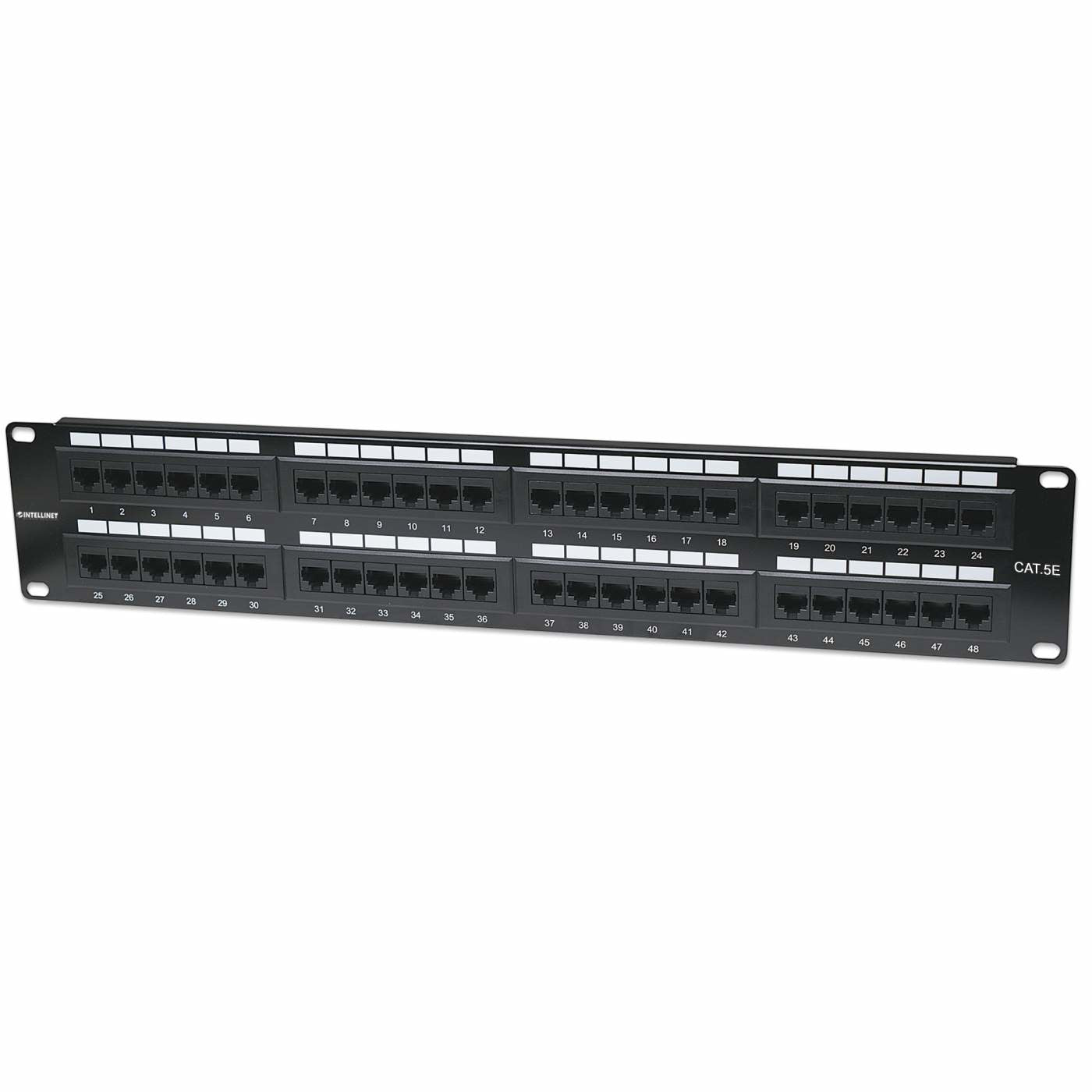 Intellinet Patch Panel, Cat5e, UTP, 48-Port, 2U, Black