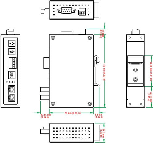 Moxa ICF-1150I-M-SC serial converter/repeater/isolator RS-232 Fiber (SC)