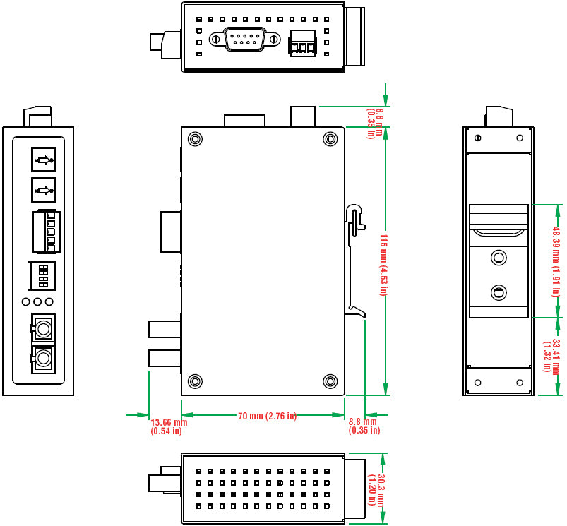 Moxa ICF-1150I-M-SC serial converter/repeater/isolator RS-232 Fiber (SC)