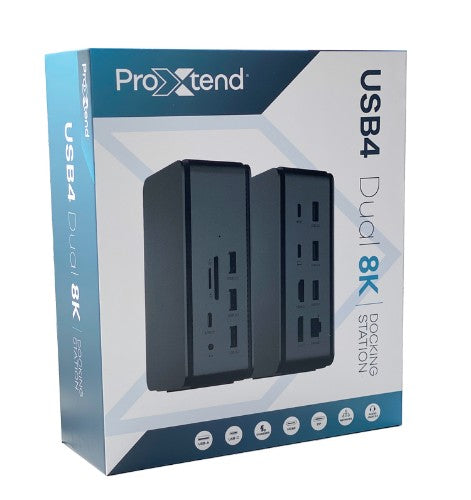 ProXtend USB4 Dual 8K Docking Station, Dark Silver