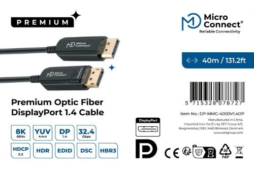 Microconnect DP-MMG-4000V1.4OP DisplayPort cable 40 m Black