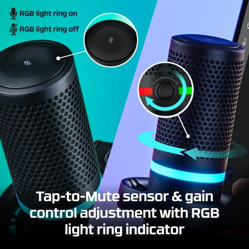 HyperX DuoCast - USB Microphone (Black) - RGB Lighting