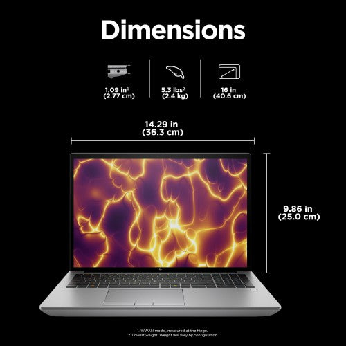 HP ZBook Fury G11 Intel® Core™ i9 i9-14900HX Mobile workstation 40.6 cm (16") WQUXGA 32 GB DDR5-SDRAM 1 TB SSD NVIDIA RTX 3500 Ada Wi-Fi 7 (802.11be) Windows 11 Pro AI Workstation, AI PC Grey