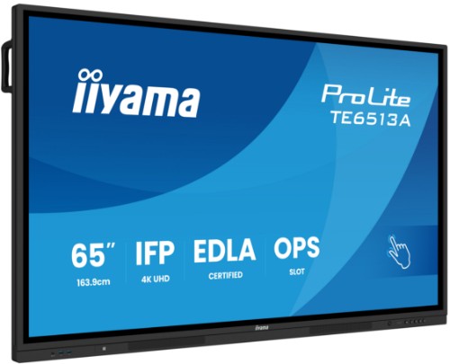 iiyama TE6513A-B1AG Signage Display Interactive flat panel 163.8 cm (64.5") Wi-Fi 500 cd/m² 4K Ultra HD Black Touchscreen Built-in processor Android 18/7
