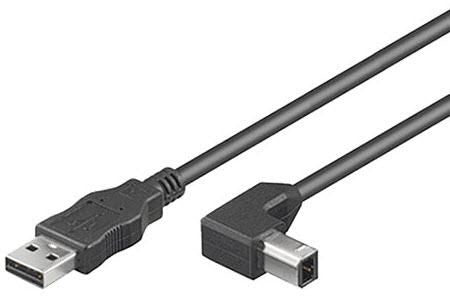 Microconnect USBAB1ANGLED USB cable USB 2.0 1 m USB A USB B Black