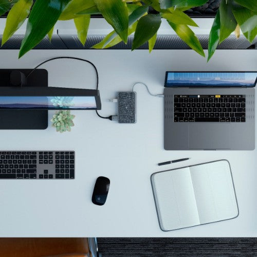 ALOGIC USB-C Dock Wave | ALL-IN-ONE / USB-C Hub with Power Delivery, Power Bank & Wireless Charger - Space Grey