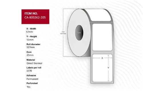Capture CA-800262-205 printer label White