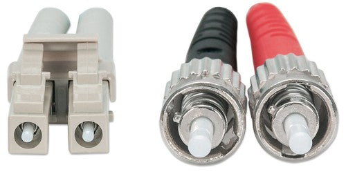 Intellinet Fiber Optic Patch Cable, OM3, ST/LC, 1m, Aqua, Duplex, Multimode, 50/125 µm, LSZH, Fibre, Lifetime Warranty