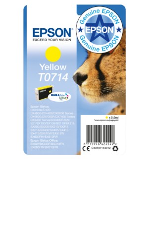 Epson C13T07144012/T0714 Ink cartridge yellow, 415 pages ISO/IEC 19752 5,5ml for Epson Stylus BX 310/600/D 120/D 78/S 20