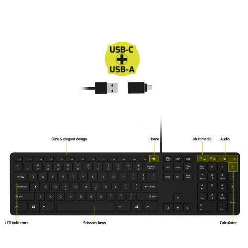 Port Designs 900754-UK keyboard Office USB QWERTY UK English Black