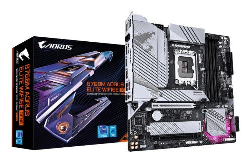 GIGABYTE B760M AORUS ELITE WIFI6E GEN5 Motherboard - Supports 14th Gen. Intel Core CPUs, 12+1+1 phases VRM, up to 5600MHz DDR5, 2xPCIe 4.0 M.2, Wi-Fi 6E, 2.5 GbE LAN, USB 3.2 Gen 2x2