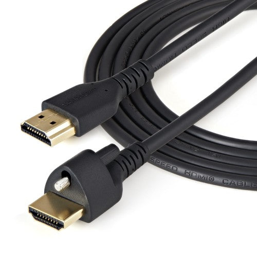 StarTech.com 6ft (2m) HDMI Cable with Locking Screw - 4K 60Hz HDR - High Speed HDMI 2.0 Monitor Cable with Locking Screw Connector for Secure Connection - HDMI Cable with Ethernet - M/M