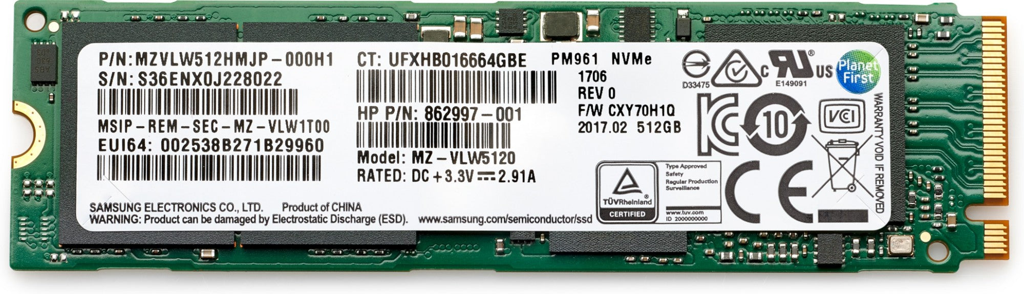 HP 512GB PCIe 4x4 NVMe TLC SSD M.2 PCI Express 4.0