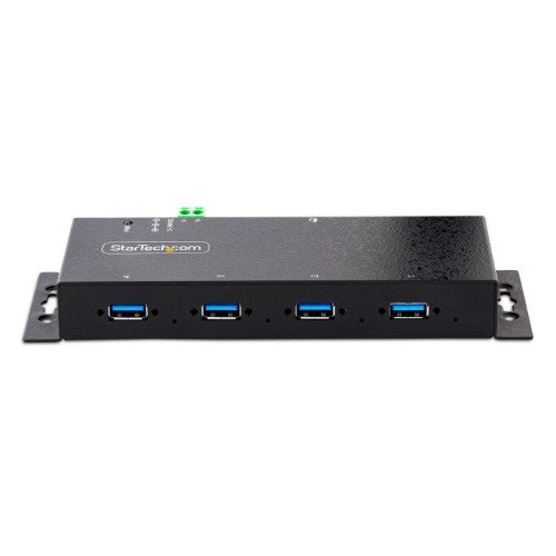 StarTech.com 4-Port Industrial USB 3.0 Hub with ESD Protection~4-Port USB 3.0 Hub - 5Gbps - Metal Industrial USB-A Hub - Wall or Desk Mountable USB Data Hub - TAA Compliant USB Expander Hub