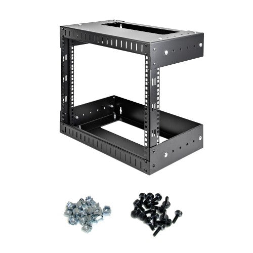StarTech.com 8U 19" Wall Mount Network Rack - Adjustable Depth 12-20" 2 Post Open Frame Server Room Rack for AV/Data/ IT Communication/Computer Equipment/Switch w/Cage Nuts & Screws