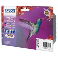 Epson C13T08074011/T0807 Ink cartridge multi pack Bk,C,M,Y,LC,LM, 6x220 pages 6x7,4ml Pack=6 for Epson Stylus Photo P 50/PX/PX 730/R 265