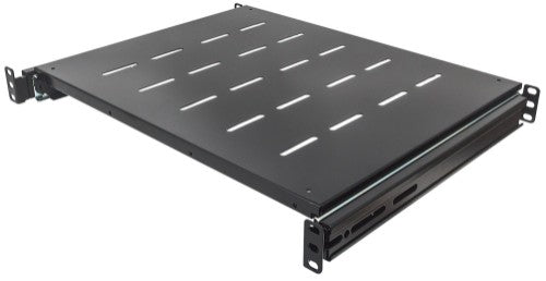 Intellinet 19" Sliding Shelf, 1U, For 600 to 800mm Depth Cabinets & Racks, shelf depth 350mm, Max weight 35kg, Black