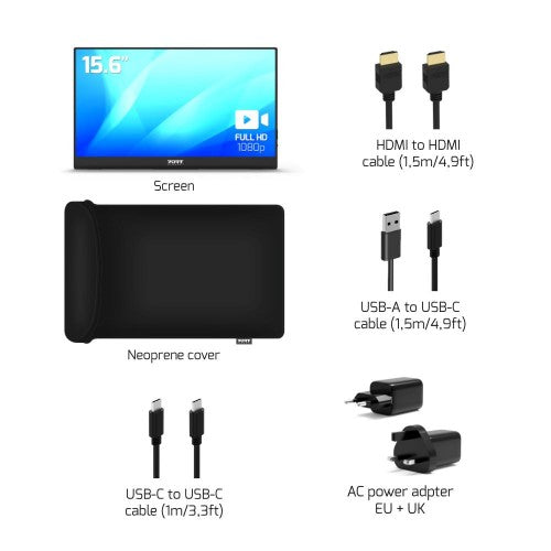Port Designs PORT Connect 902101 computer monitor 39.6 cm (15.6") 1920 x 1080 pixels Full HD LCD Black