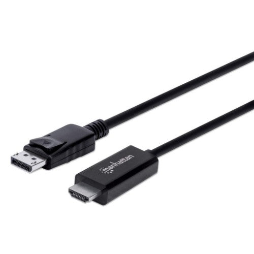 Manhattan DisplayPort 1.2 to HDMI Cable, 4K@60Hz, 3m, Male to Male, DP With Latch, Black, Not Bi-Directional, Three Year Warranty, Equivalent to 10F-DP-HDMI-4K60-HDR