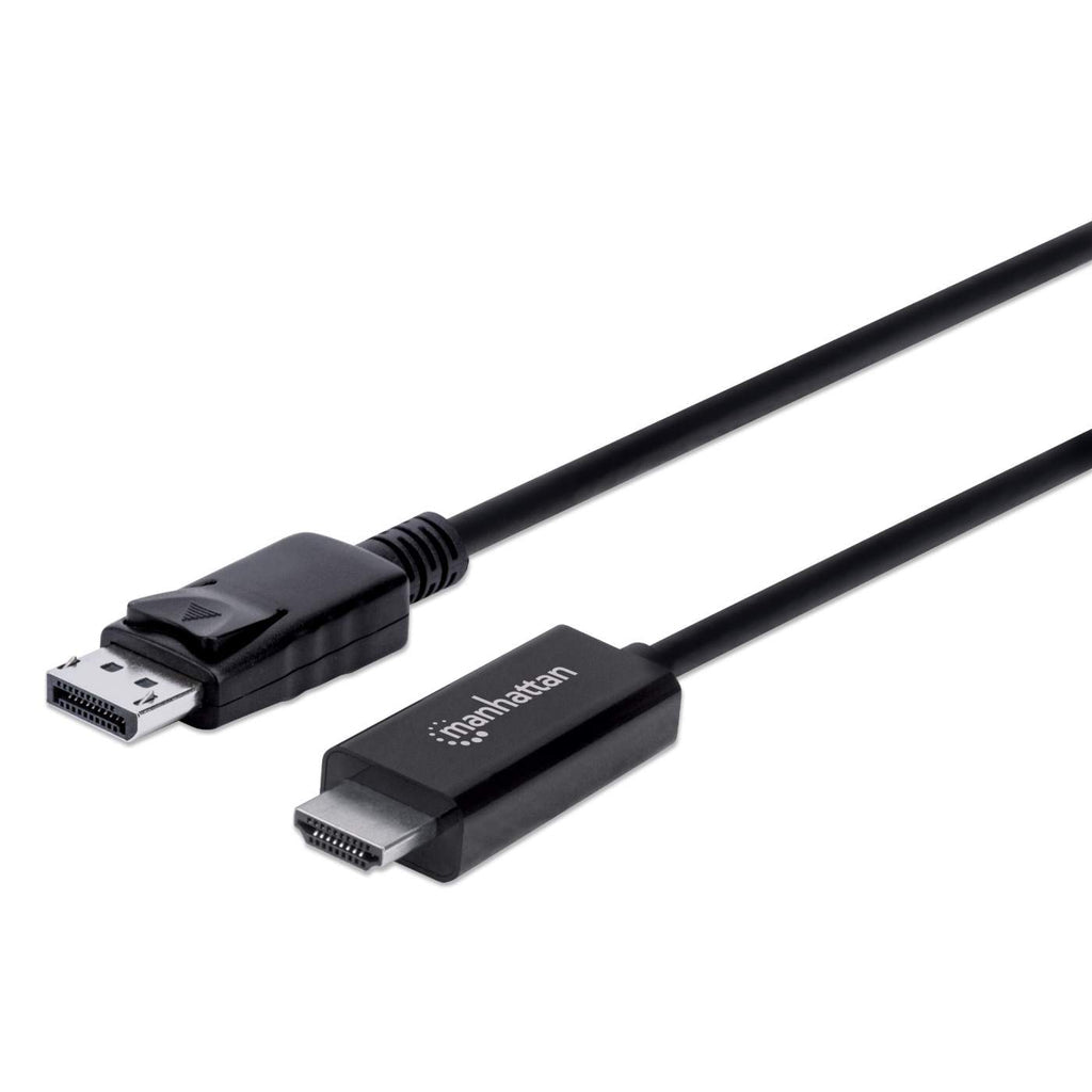 Manhattan DisplayPort 1.2 to HDMI Cable, 4K@60Hz, 3m, Male to Male, DP With Latch, Black, Not Bi-Directional, Three Year Warranty, Polybag