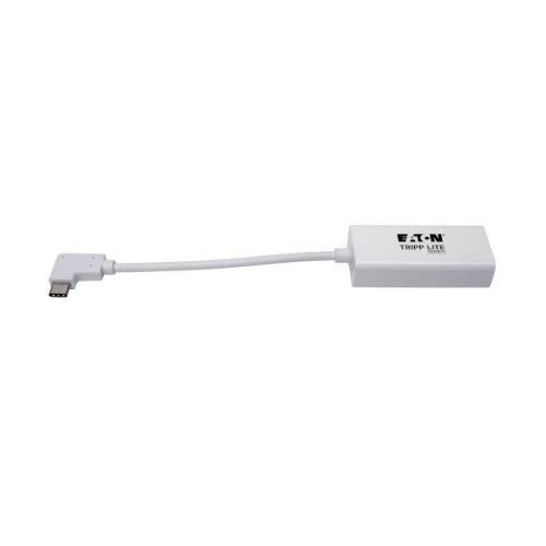 Tripp Lite U436-06N-GBW-RA USB-C to Gigabit Network Adapter with Right Angle USB-C, Thunderbolt 3 Compatibility - White