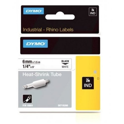 Dymo 18051/S0718260 Heat Shrink Tubes black / white 6mm x 1,5m for Dymo Rhino 6-12mm/19mm/24mm