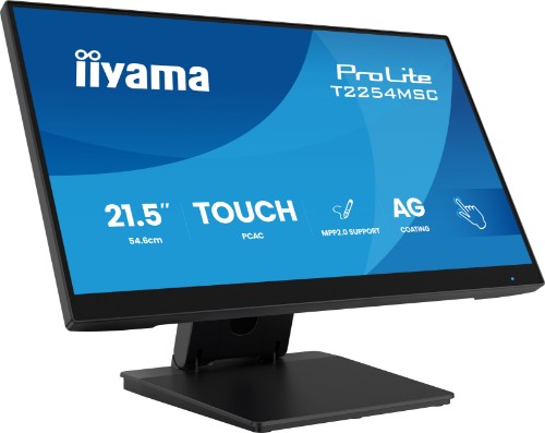 iiyama 21.5” Optical Bonded PCAP 10pt touchscreen monitor featuring IPS panel technology, Anti Glare coating, active stylus support (MPP 2.0) and edge-to-edge glass