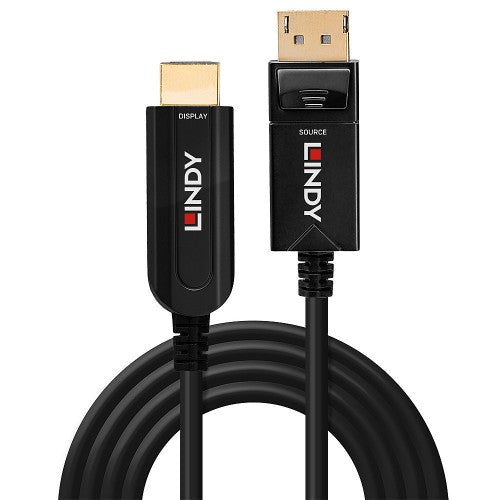 Lindy 20m Fibre Optic Hybrid DisplayPort 1.2 to HDMI 18G Cable