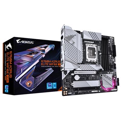 GIGABYTE B760M AORUS ELITE WIFI6E GEN5 Motherboard - Supports 14th Gen. Intel Core CPUs, 12+1+1 phases VRM, up to 5600MHz DDR5, 2xPCIe 4.0 M.2, Wi-Fi 6E, 2.5 GbE LAN, USB 3.2 Gen 2x2