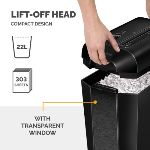 Fellowes LX Series Paper Shredder LX65 10 Sheet Cross Cut Shredder with 22 Litre Bin High Security P4