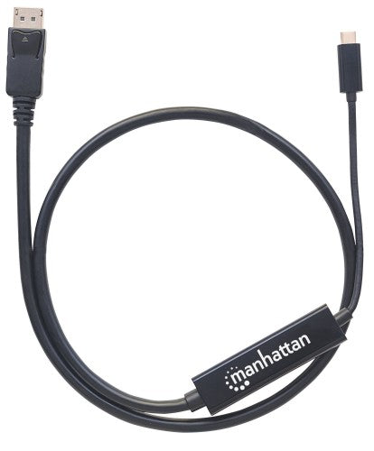 Manhattan USB-C to DisplayPort Cable, 4K@60Hz, 1m, Male to Male, Black, Not Bi-Directional, Three Year Warranty, Equivalent to CDP2DP1MBD