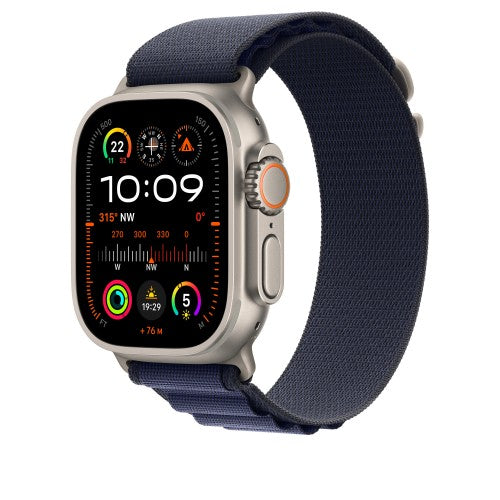 Apple 49mm Navy Alpine Loop - Large - Natural Titanium Finish
