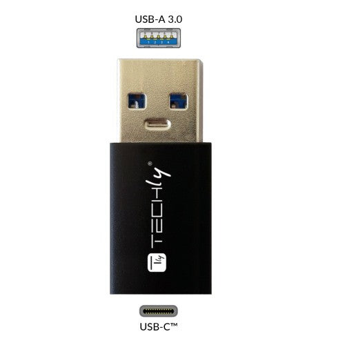 Techly IADAP USB3-AFT cable gender changer USB A USB C Black