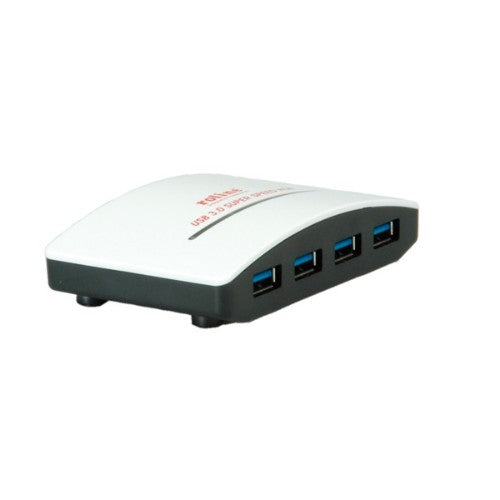ROLINE USB 3.0 Hub "Black & White", 4 Ports, with Power Supply