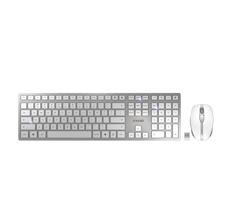 CHERRY DW 9100 SLIM keyboard Mouse included Universal RF Wireless + Bluetooth QWERTY US English Silver