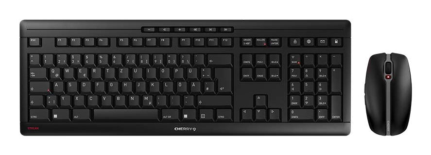 CHERRY Stream Desktop keyboard Mouse included Office RF Wireless QWERTZ German Black