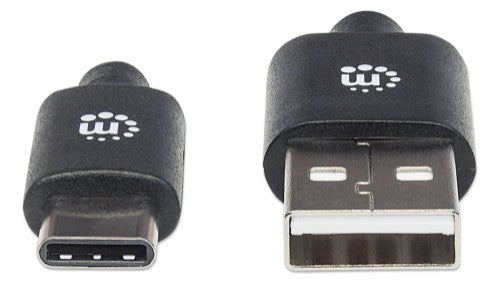 Manhattan USB-C to USB-A Cable, 3m, Male to Male, 480 Mbps (USB 2.0), Hi-Speed USB, Black, Lifetime Warranty